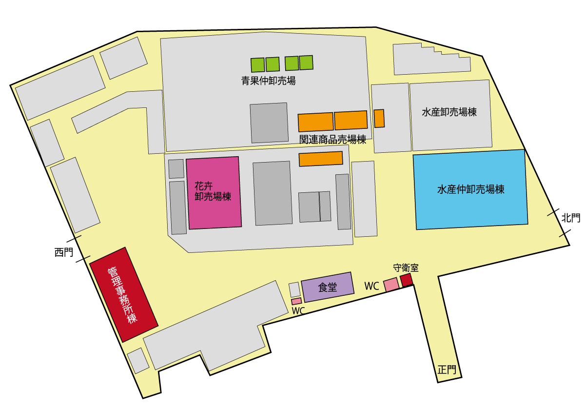 川崎南部卸売市場場内マップ